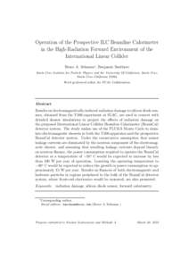 Operation of the Prospective ILC Beamline Calorimeter in the High-Radiation Forward Environment of the International Linear Collider Bruce A. Schumm∗, Benjamin Smithers Santa Cruz Institute for Particle Physics and the