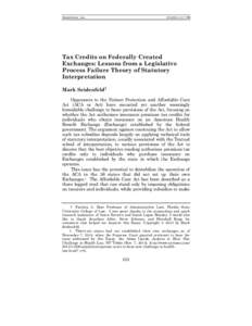 SEIDENFELD_1fmt:17 PM Tax Credits on Federally Created Exchanges: Lessons from a Legislative