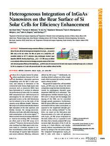 Jae Cheol Shin,†,‡ Parsian K. Mohseni,† Ki Jun Yu,† Stephanie Tomasulo,§ Kyle H. Montgomery,^ Minjoo L. Lee,§ John A. Rogers,z and Xiuling Li†,* ARTICLE  Heterogeneous Integration of InGaAs