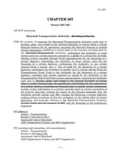 Ch[removed]CHAPTER 567 (Senate Bill 182) AN ACT concerning Maryland Transportation Authority – Bonding Authority