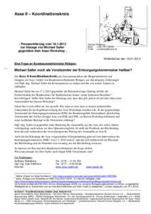 Asse II – Koordinationskreis  - Presseerklärung vom[removed]zur Absage von Michael Sailer gegenüber dem Asse-Workshop -