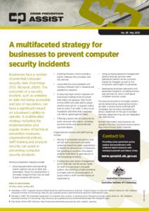 Safety / National security / Electronic commerce / Crime in Australia / Password / Physical security / Computer security / Malware / Australian Institute of Criminology / Security / Public safety / Crime prevention