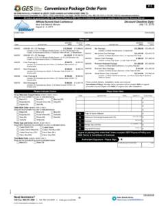 P-1  Convenience Package Order Form RETURN WITH G-2: PAYMENT & CREDIT CARD CHARGE AUTHORIZATION FORM TO: Global Experience Specialists, Inc. (GES) • 7000 Lindell Road, Las Vegas, NV • Fax: or 