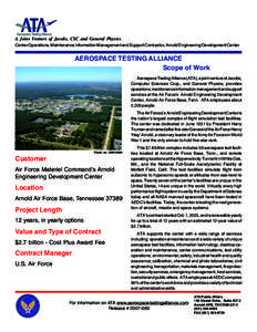 Arnold Engineering Development Center / Arnold Air Force Base / Air Force Materiel Command / United States Air Force / Southwest Airlines / ATA Airlines / ATA chapter numbers / Tennessee / United States / Aerospace Testing Alliance