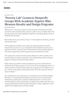  ‘Poverty Lab’ Connects Nonprofit Groups With Academic Experts Who Measure Results and Design Programs ­ News ­ The Chronicle of Philanthropy­…  NEWS December 8, 2014  ‘Poverty Lab