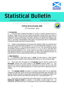 Statistical Bulletin Education Series Edn/B1[removed]: Pupils in Scotland, 2009