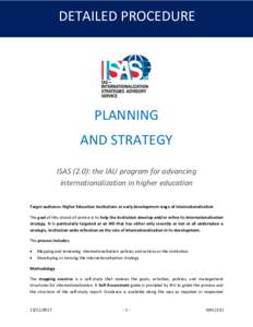 DETAILED PROCEDURE  PLANNING AND STRATEGY ISAS (2.0): the IAU program for advancing internationalization in higher education