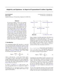 Adaptivity and Optimism: An Improved Exponentiated Gradient Algorithm  Jacob Steinhardt Percy Liang Stanford University, 353 Serra Street, Stanford, CAUSA