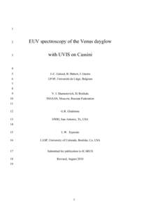 1  2 EUV spectroscopy of the Venus dayglow