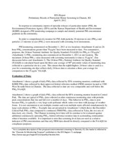 Preliminary Results of Particulate Matter Screening in Chanute, KS, April 9, 2012