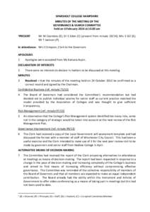 SPARSHOLT COLLEGE HAMPSHIRE MINUTES OF THE MEETING OF THE GOVERNANCE & SEARCH COMMITTEE held on 6 February 2014 atam 1PRESENT