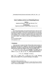 International Journal of Business and Economics, 2002, Vol. 1, No. 1, 1-8  Inada Conditions and the Law of Diminishing Returns