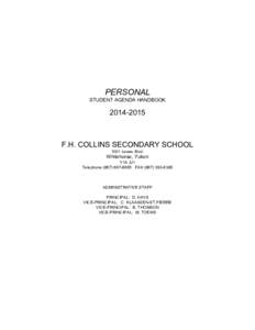 PERSONAL STUDENT AGENDA HANDBOOK[removed]F.H. COLLINS SECONDARY SCHOOL
