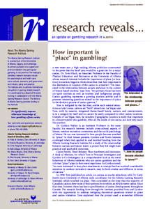 VOLUME 2 • ISSUE 3 FEBRUARYMARCH 2003 Supplement to AADAC Developments newsletter  About The Alberta Gaming