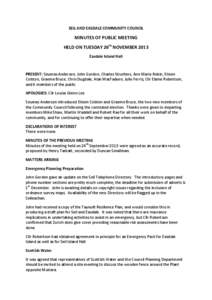 SEIL AND EASDALE COMMUNITY COUNCIL  MINUTES OF PUBLIC MEETING HELD ON TUESDAY 26th NOVEMBER 2013 Easdale Island Hall