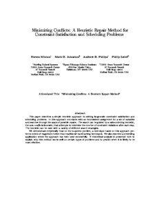 Minimizing Con icts: A Heuristic Repair Method for Constraint-Satisfaction and Scheduling Problems