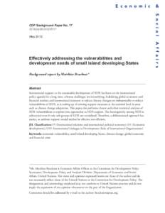 Economics / Geography / Small Island Developing States / Earth / Barbados Programme of Action / Vulnerability index / Alliance of Small Island States / Social vulnerability / Adaptation to global warming / Economic development / Development / Risk