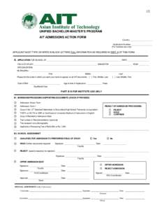 Microsoft Word - AIT Unified Admissions Action Form.doc