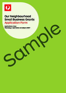 Our Neighbourhood Our Neighbourhood Community Grants Small Business Grants