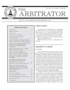 THE  VOLUME 41 | NUMBER 3 | APRIL 2010 ARBITRATOR