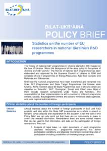 Microsoft Word - BILATUKRAINA_PolicyBrief4_Statistics on foreign researchers  in UKR state programmesv04.docx