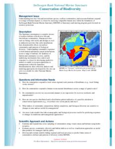 Stellwagen Bank National Marine Sanctuary  Conservation of Biodiversity Management Issue Understanding how key fish and invertebrate species, seafloor communities, and associated habitats respond to a range of human impa