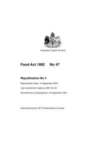 Australian Capital Territory  Food Act 1992 No 47