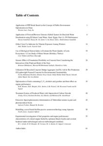 Table of Contents Application of PPP Mode Based on the Concept of Public Environment Optimization in China 1