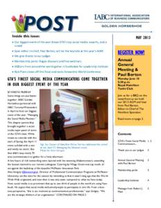 POST  Inside this issue: MAY 2013