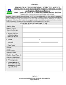 RMP Audit/Inspection Checklist for Program 3 Facilities