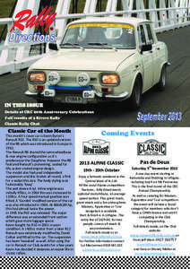 The official Organ of the Classic Rally Club Inc. IN THIS ISSUE IN2011 THISTarga