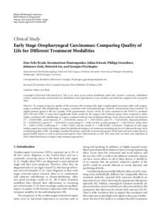 Early Stage Oropharyngeal Carcinomas: Comparing Quality of Life for Different Treatment Modalities