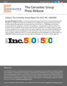 Page 1  Get Social with Us: The Cervantes Group Press Release