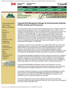 CEPA Environmental Registry - Proposed Risk Management Strategy for Perfluorooctane Sulfonate (PFOS), Its Salts and Its Precursors