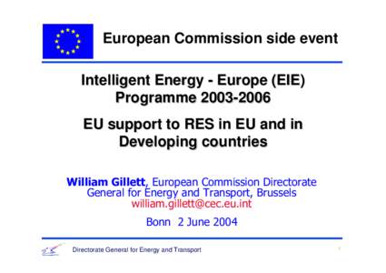 Intelligent Energy - Europe (EIE)  The work programme