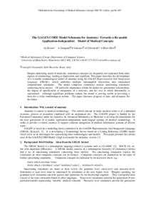 Published in the Proceedings of Medical Informatics Europe, MIE 94, Lisbon , pp186-189  The GALEN CORE Model Schemata for Anatomy: Towards a Re-usable Application-Independent Model of Medical Concepts AL Rector*