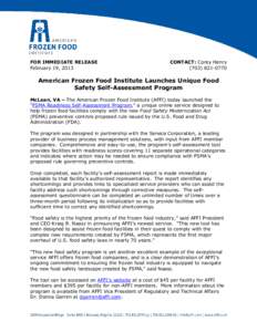 Health / Food and Drug Administration / American Frozen Food Institute / Food Safety Modernization Act / Food safety / Food / Frozen food / FSMA / Affi / Food preservation / Safety / Food and drink