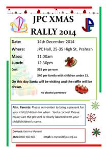 JPC XMAS RALLY 2014 Date: 14th December 2014