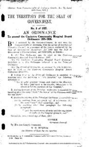[Extract from Commonwealth of Australia Gazette, No. 32, dated 24th June, [removed]THE TERRITORY FOR THE SEAT OF GOVERNMENT. No. 8 of 1937.