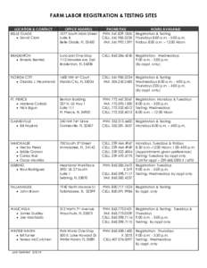 FARM LABOR REGISTRATION & TESTING SITES LOCATION & CONTACT BELLE GLADE  David Clark  OFFICE ADDRESS