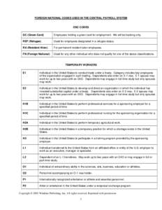 NONIMMIGRANT IMMIGRATION CATEGORIES