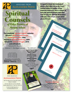 available from  Alexander Press Spiritual Counsels