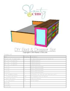 DIY Bed & Dresser Set Copyright © 2014 Shanty-2-Chic.com Supply List Item