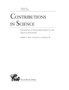NUMBER[removed]AUGUST 2002 CONTRIBUTIONS IN SCIENCE SYSTEMATICS