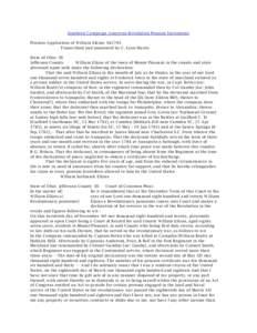 Southern Campaign American Revolution Pension Statements Pension Application of William Elkins: S42703 Transcribed and annotated by C. Leon Harris State of Ohio SS Jefferson County William Elkins of the town of Mount Ple