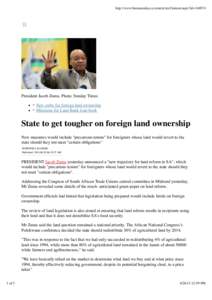 Zulu people / Jacob Zuma / Land reform / Land tenure / Land law / South Africa / The Sunday Times / Food security / Law / Government / Politics