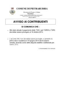 COMUNE DI PIETRARUBBIA Provincia di Pesaro e Urbino Montefeltro e-mail: [removed] tel[removed][removed]fax[removed] -