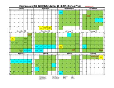 Hermantown ISD #700 Calendar for[removed]School Year July-13 S