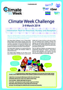 In partnership with  Climate Week Challenge 3-9 MarchInformation Pack for Preschool, Nursery and Reception