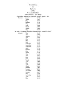 Constitution and By-Laws of the Associated Students Santa Barbara City College